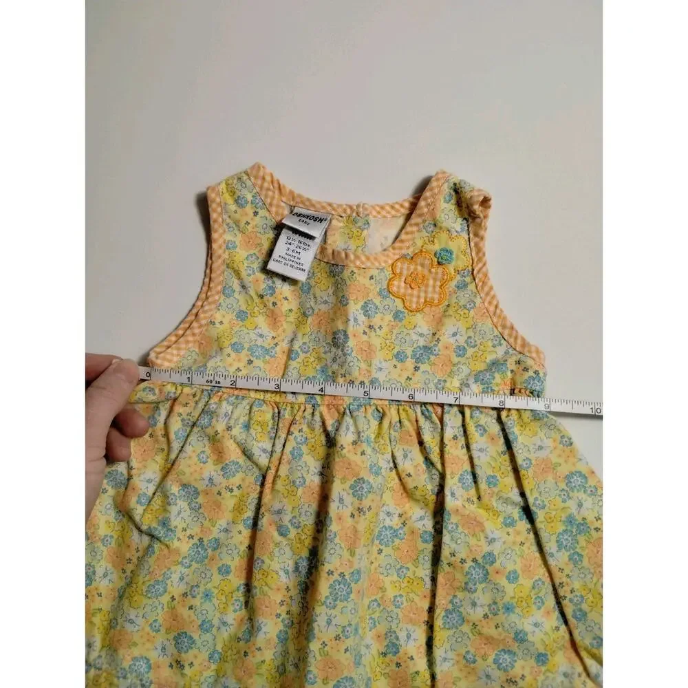 Vintage Oshkosh B'Gosh Infant Girls Size 3-6 Months - Yellow with Orange Plaid